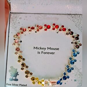 Mickey Mouse "Mickey is Forever" multi-color crystal fine silver Tennis Bracelet